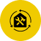 Tools and arrows inside a yellow circle.